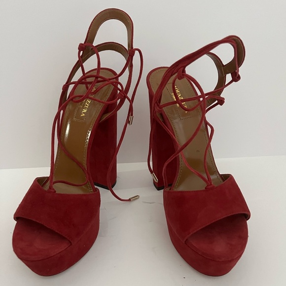 Aquazzurra Pomegranate Suede Platform Sandal - Picture 2 of 4